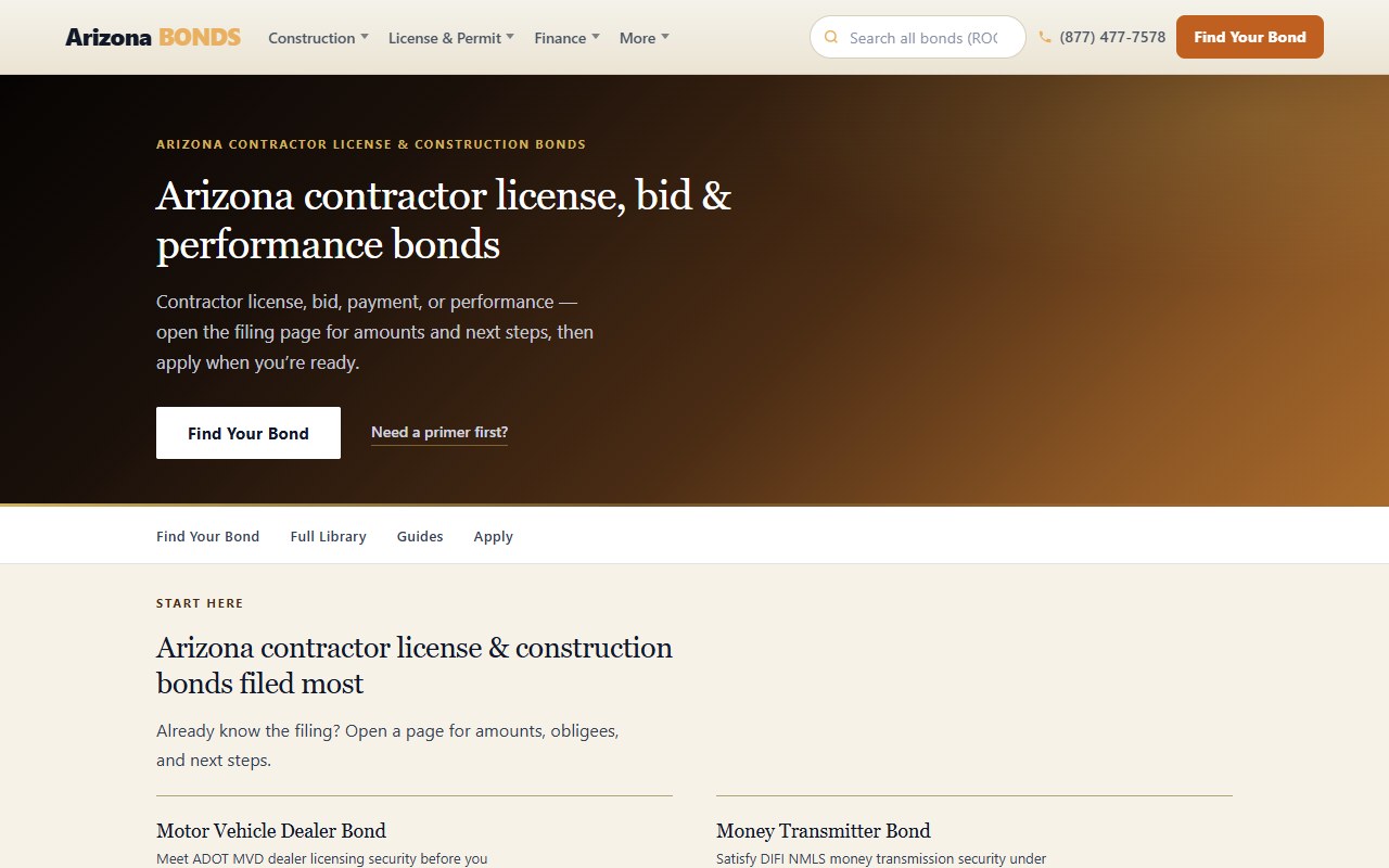 Construction bonds — ArizonaBondsDirect.com