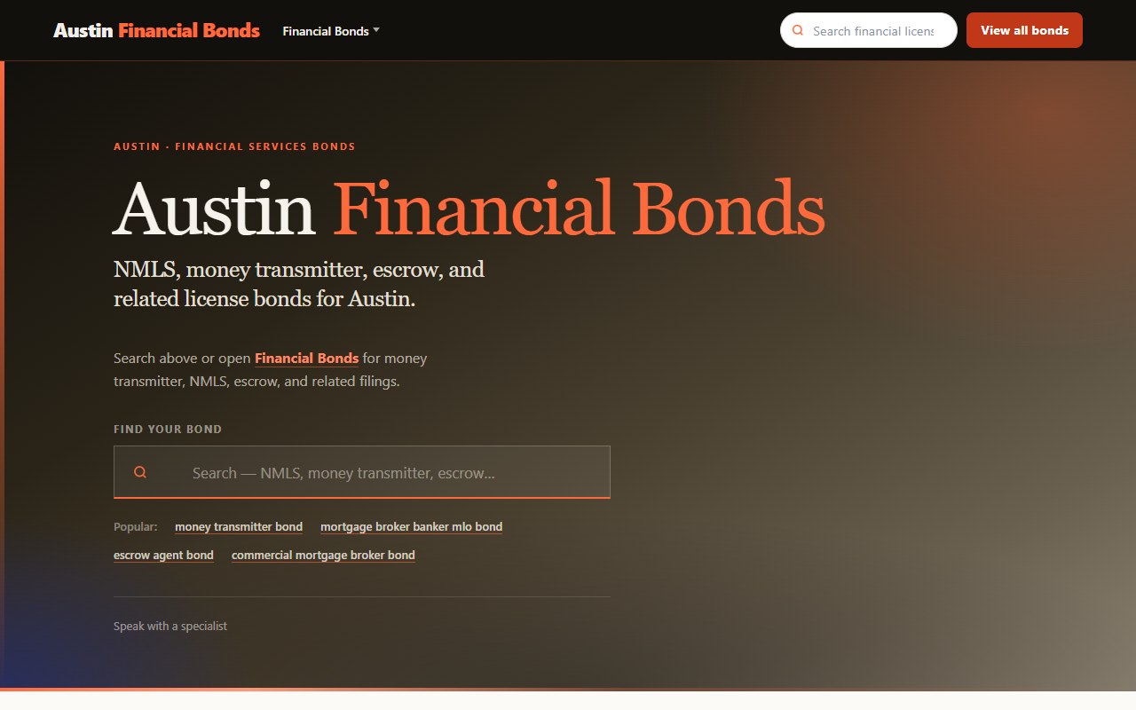 Financial bonds — Four domains · Austin metro