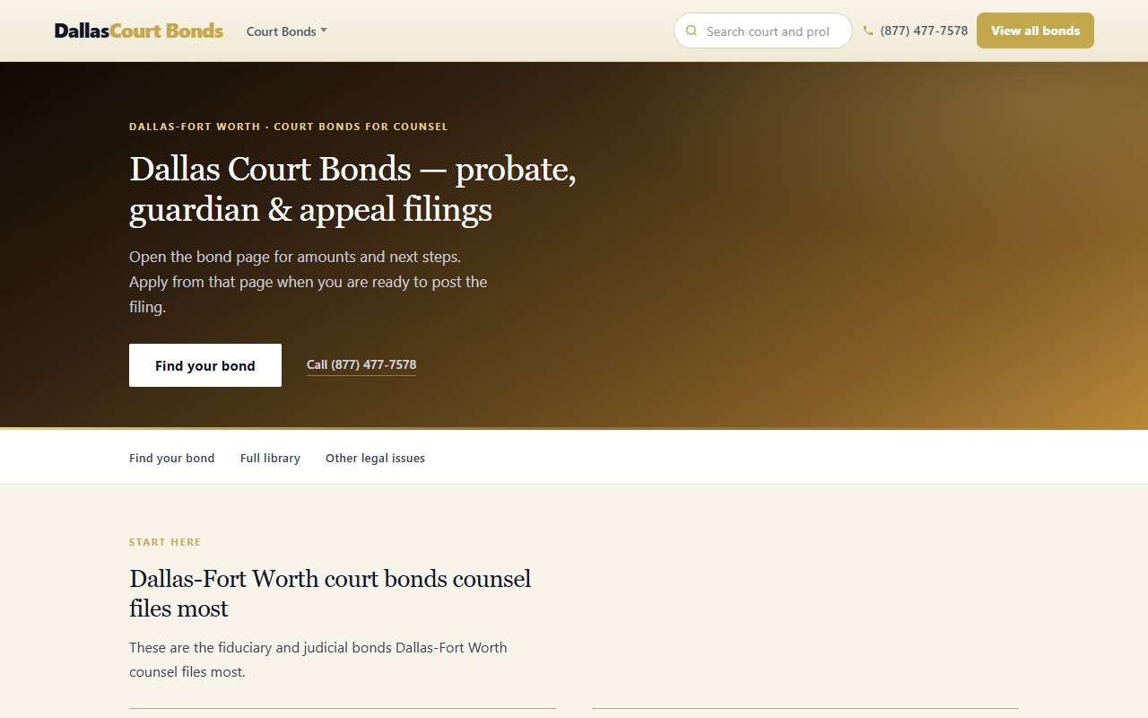 Court bonds hub — Dallas Court & Probate Bonds
