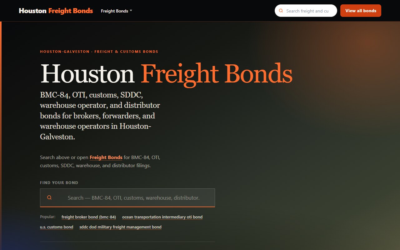 Freight & trade — Five domains · Houston metro