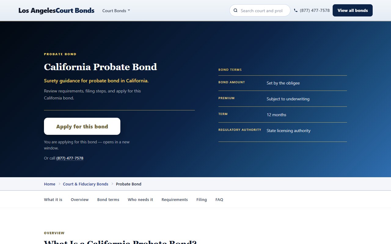 Probate bonds — Los Angeles Court & Probate Bonds