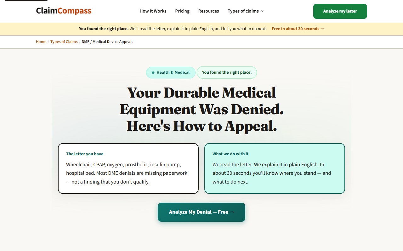 DME appeals — myclaimcompass.ai
