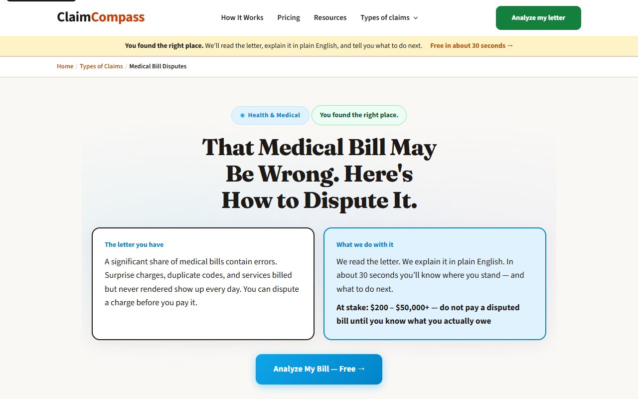 Medical bill disputes — myclaimcompass.ai