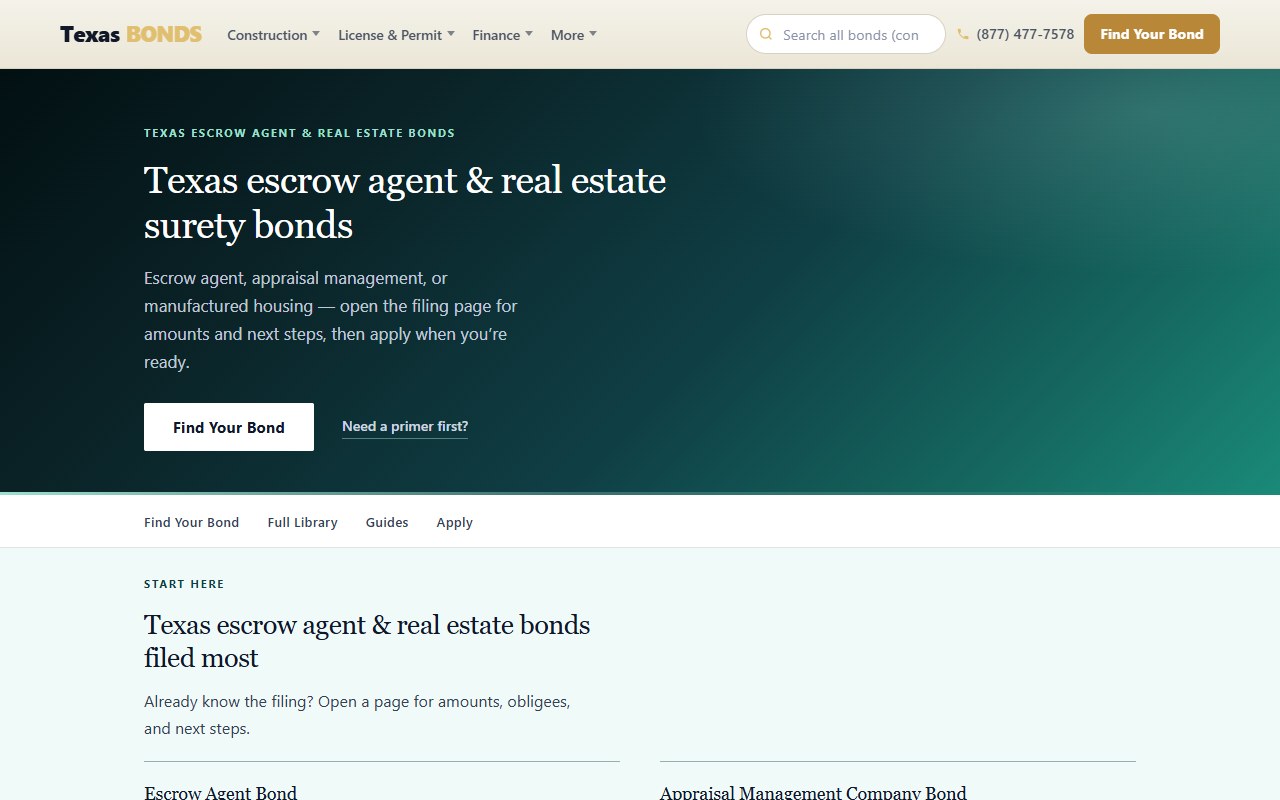 Escrow & real estate — TexasBondsDirect.com